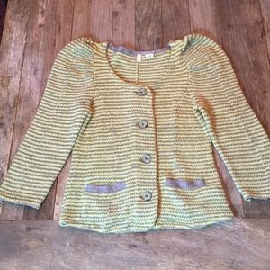 Moth Anthropologie Yellow Silver Cardigan Sweater